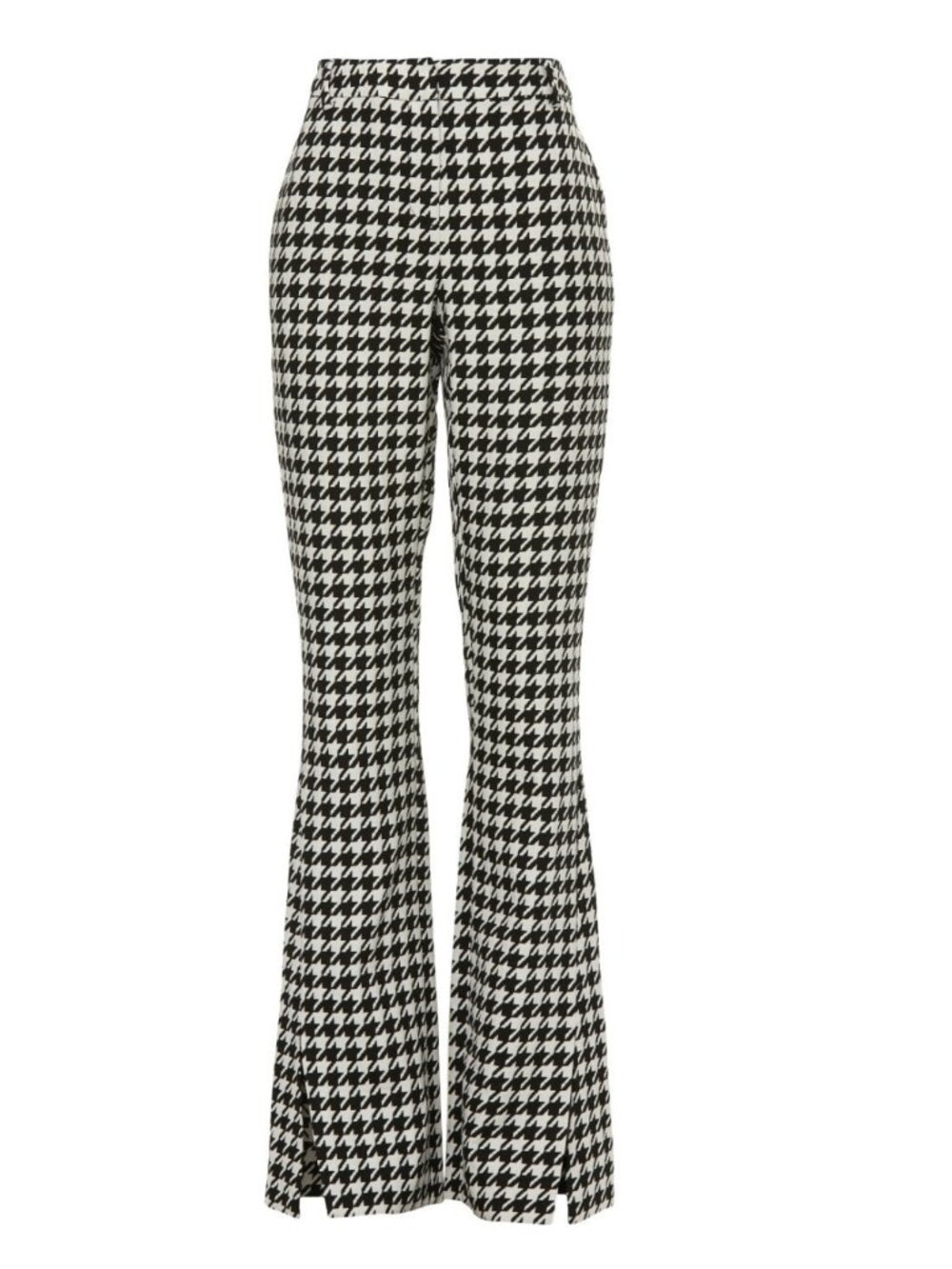 Anine Bing Jocelyn Trousers Black White Women 36 US 4 6 Houndstooth Split Flare